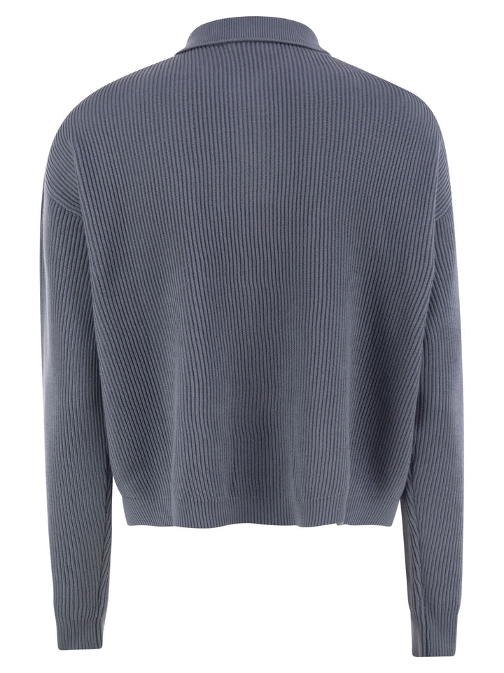 Brunello Cucinelli Women English Rib Cotton Polo-Style Jersey With Jewellery