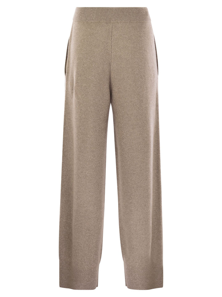 Brunello Cucinelli Women English Rib Cashmere And Viscose Knit Trousers