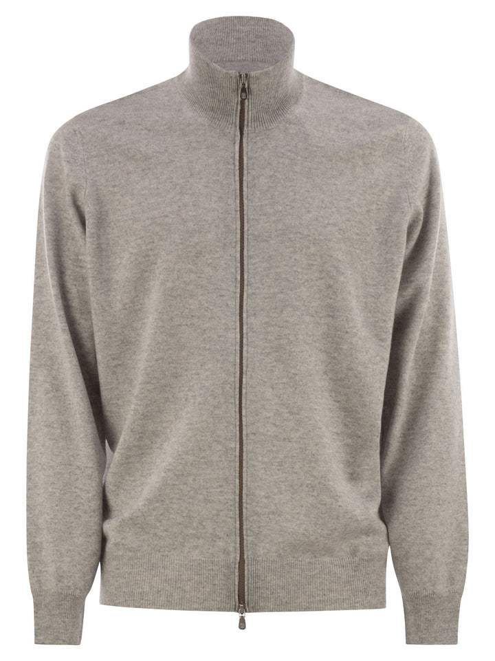 Brunello Cucinelli Men High-Necked Cashmere Cardigan With Zip