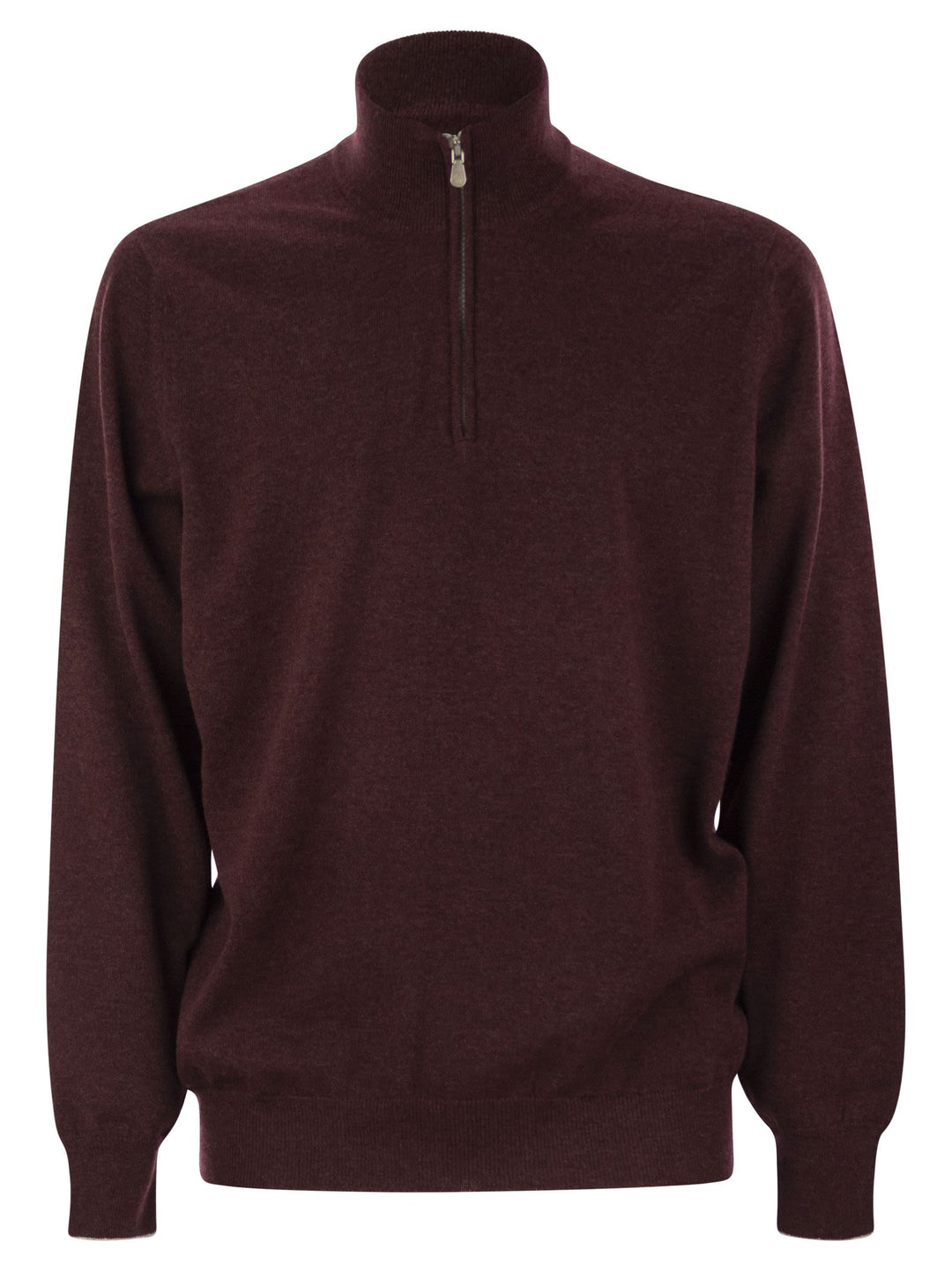 Brunello Cucinelli Men High-Necked Cashmere Sweater With Zip Opening