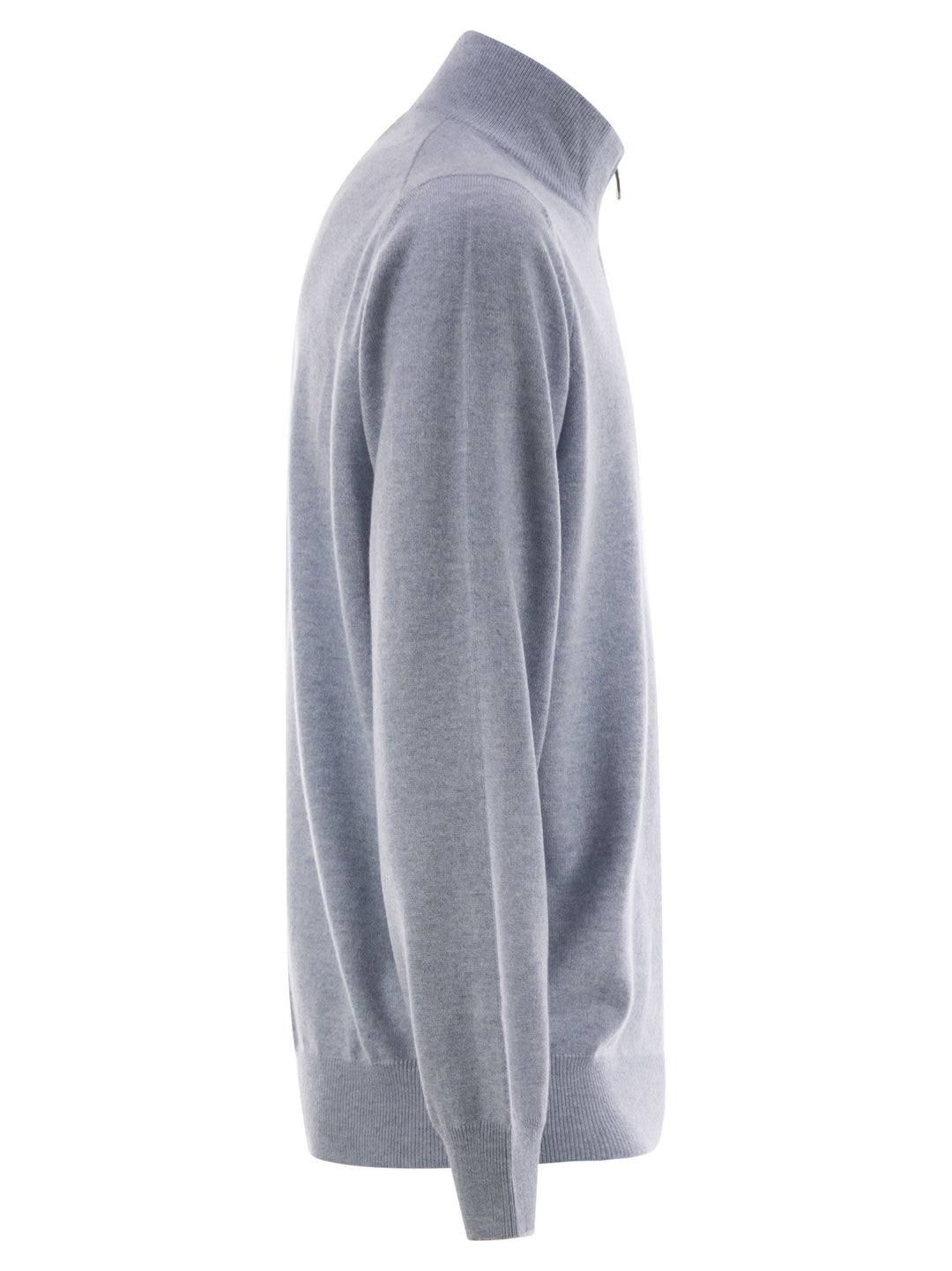 Brunello Cucinelli Men High-Necked Cashmere Sweater With Zip Opening