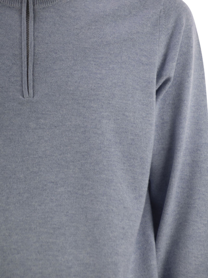 Brunello Cucinelli Men High-Necked Cashmere Sweater With Zip Opening