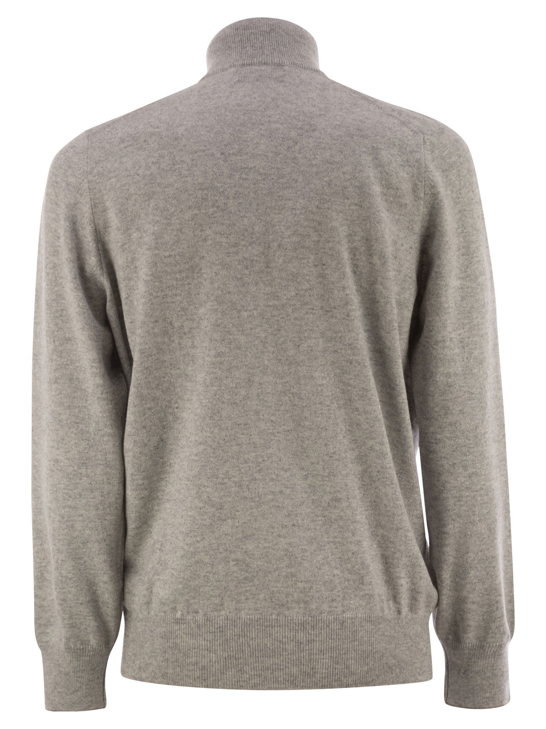 Brunello Cucinelli Men High-Necked Cashmere Sweater With Zip Opening