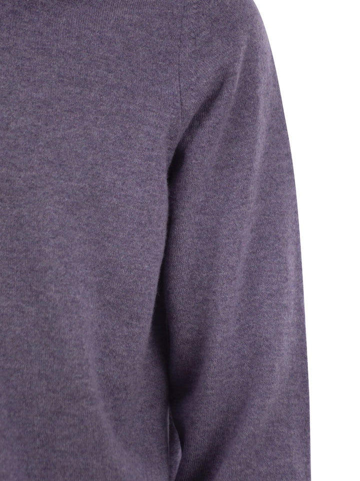 Brunello Cucinelli Men Cashmere Turtleneck Sweater With Zip