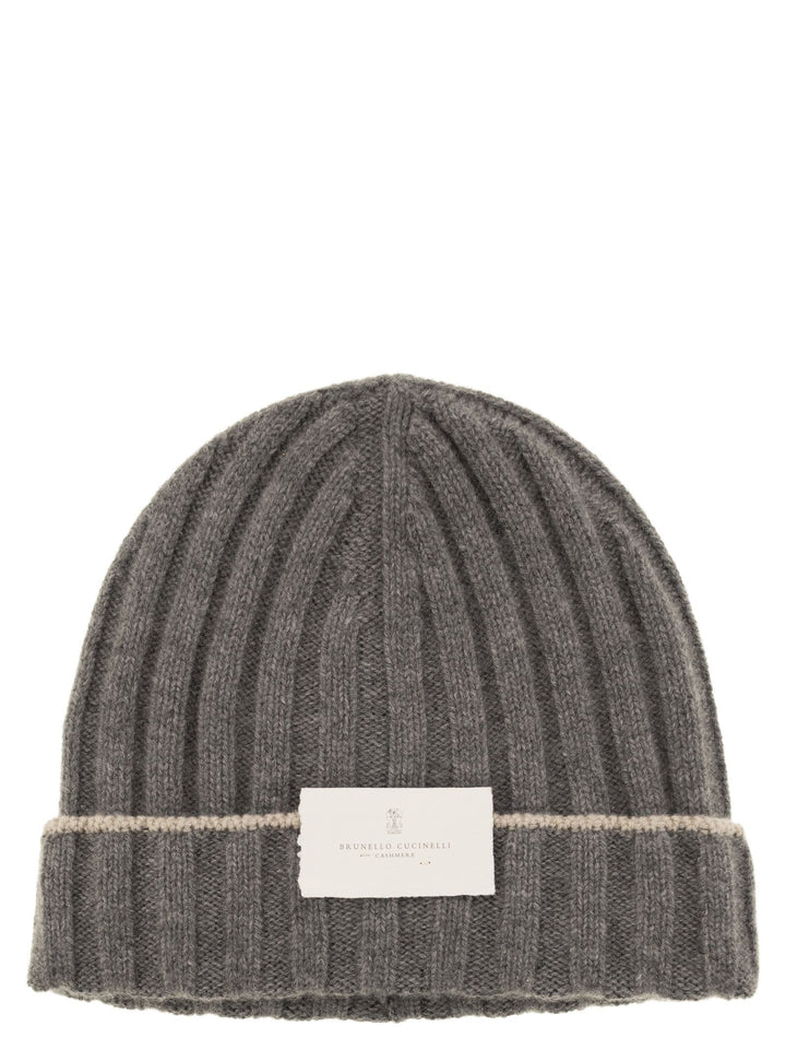 Brunello Cucinelli Men English Rib Cashmere Knit Beanie
