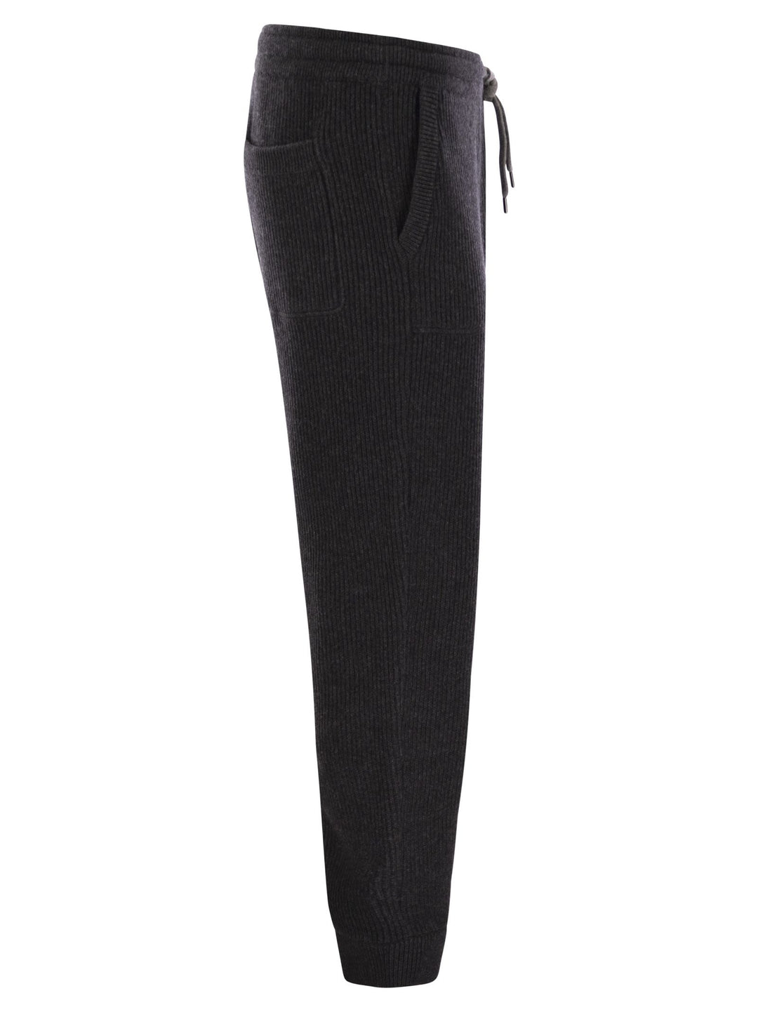 Brunello Cucinelli Men Cashmere Rib Knit Joggers With Drawstring