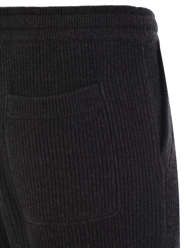 Brunello Cucinelli Men Cashmere Rib Knit Joggers With Drawstring