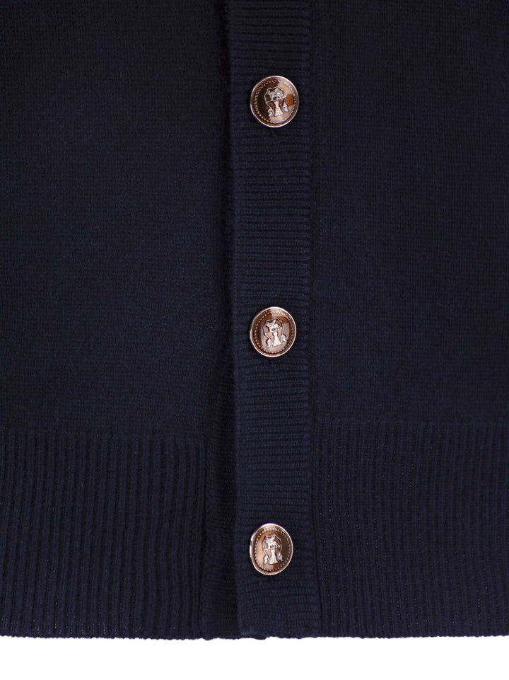 Brunello Cucinelli Men Alpaca, Cotton And Wool Cardigan With Metal Buttons