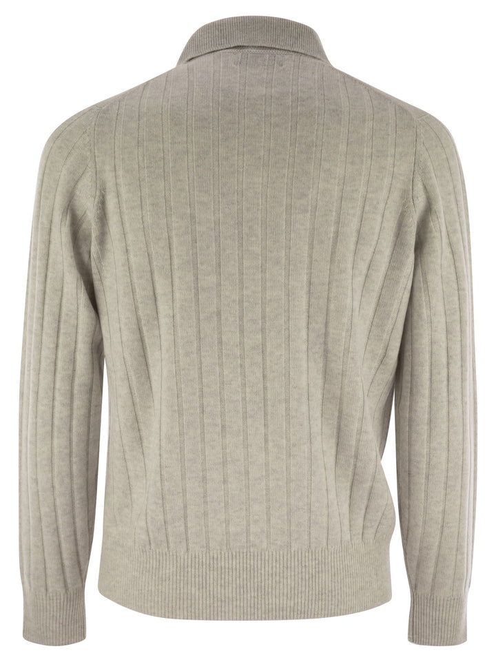 Brunello Cucinelli Men Cashmere Knit Polo Shirt