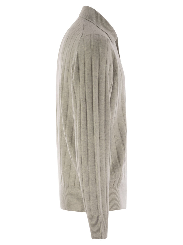 Brunello Cucinelli Men Cashmere Knit Polo Shirt