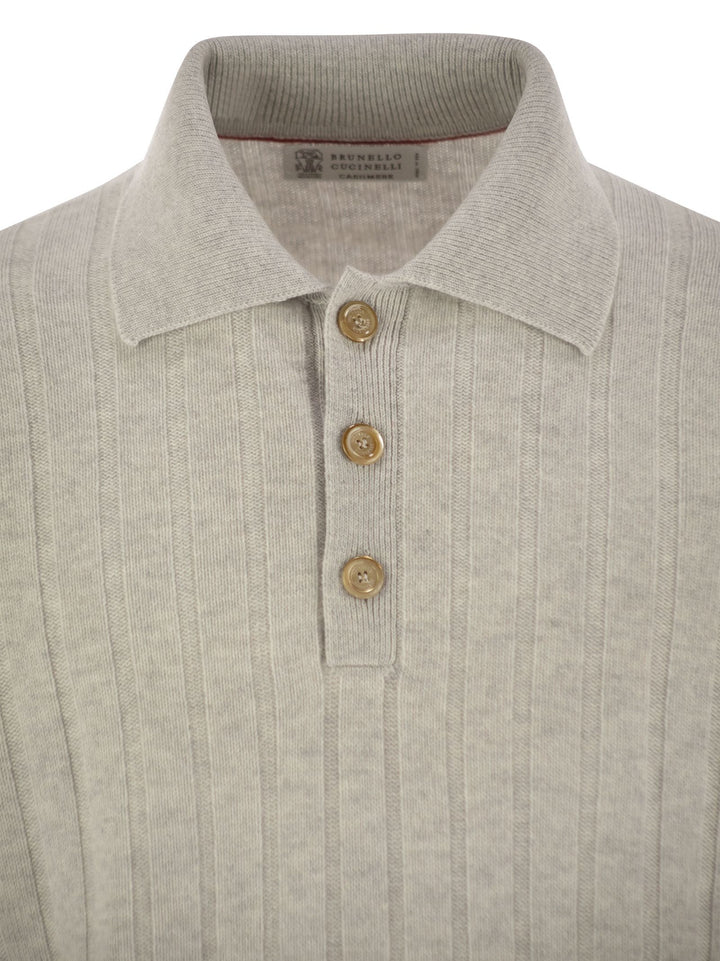 Brunello Cucinelli Men Cashmere Knit Polo Shirt