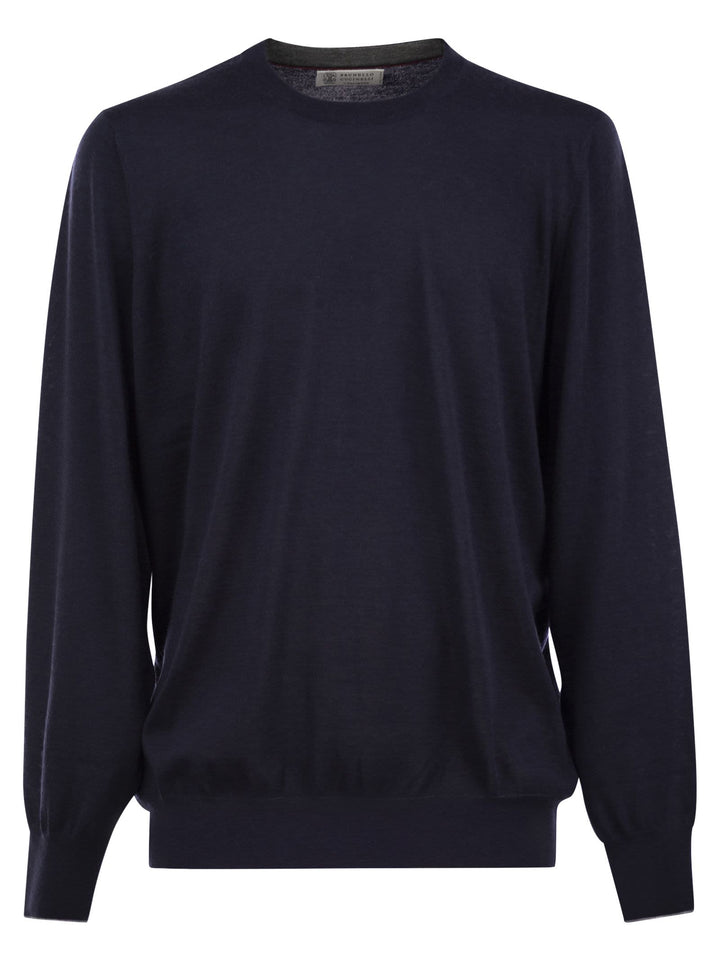 Brunello Cucinelli Men Crew-Neck Sweater In Virgin Wool And Cashmere