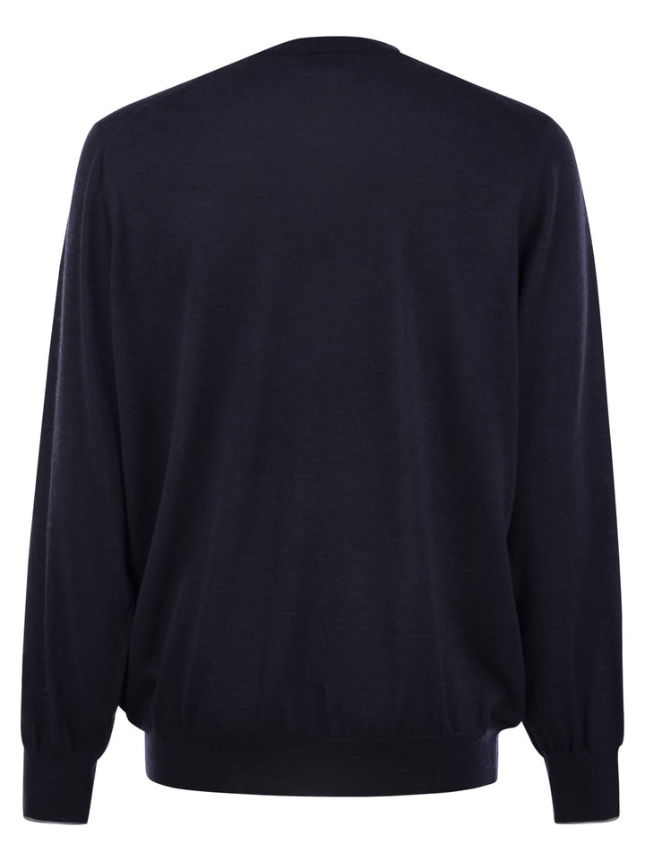 Brunello Cucinelli Men Crew-Neck Sweater In Virgin Wool And Cashmere