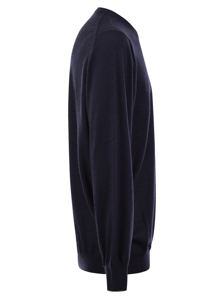 Brunello Cucinelli Men Crew-Neck Sweater In Virgin Wool And Cashmere