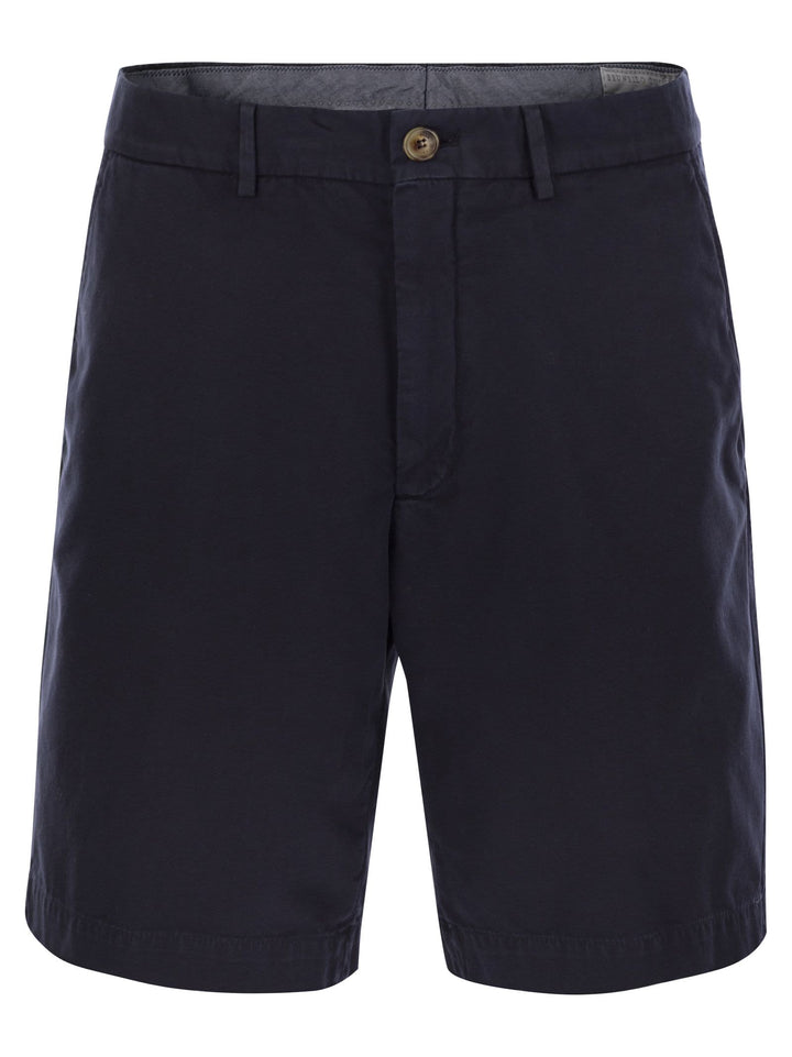 Brunello Cucinelli Men Cotton Gabardine Bermuda Shorts