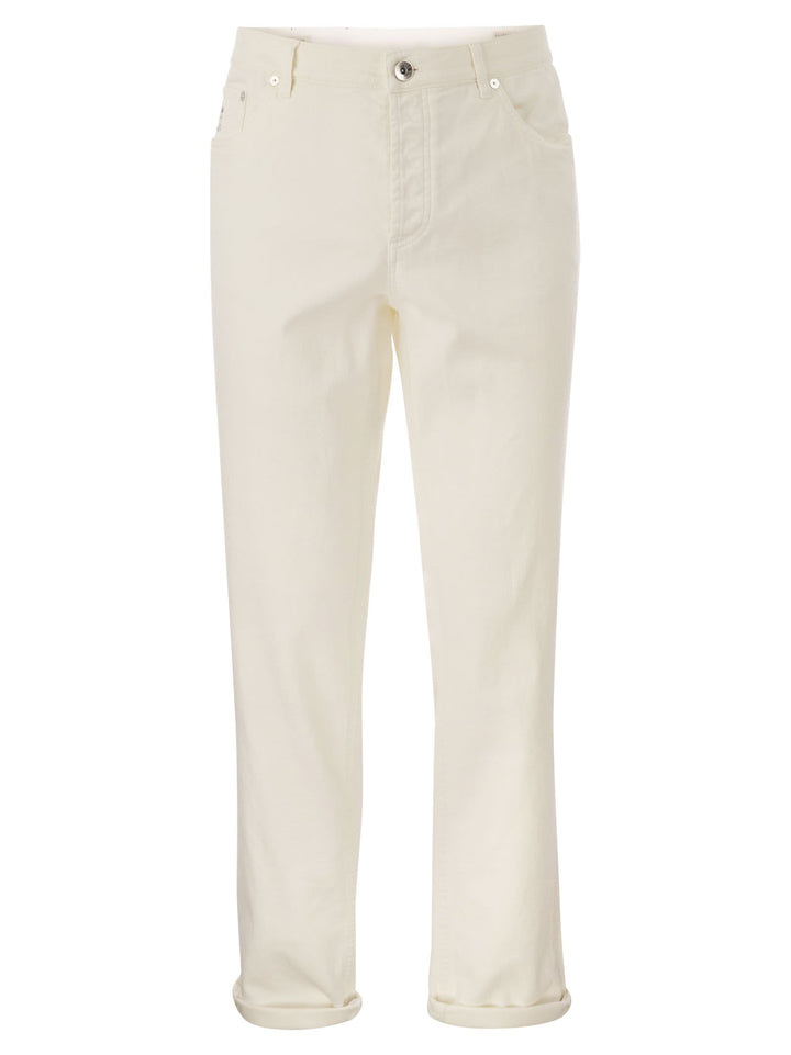Brunello Cucinelli Men Five-Pocket Traditional Fit Trousers In Light Comfort-Dyed Denim