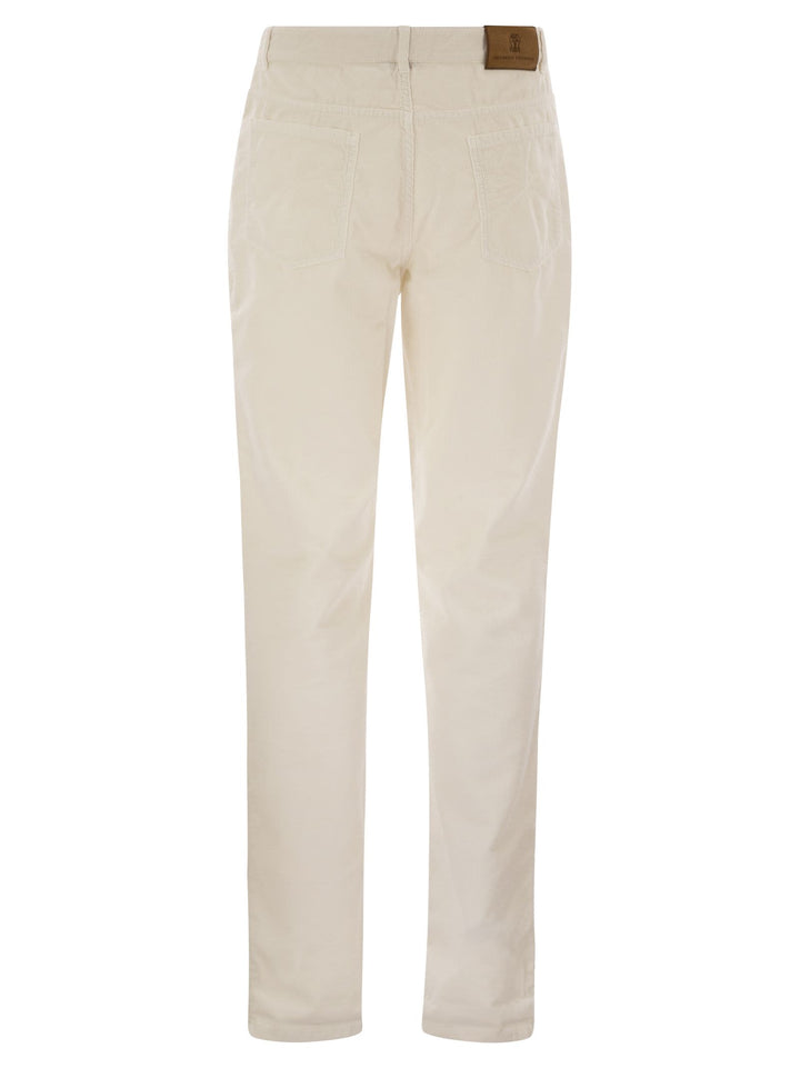Brunello Cucinelli Men Five-Pocket Italian Fit Trousers In Garment Dyed Cotton Corduroy