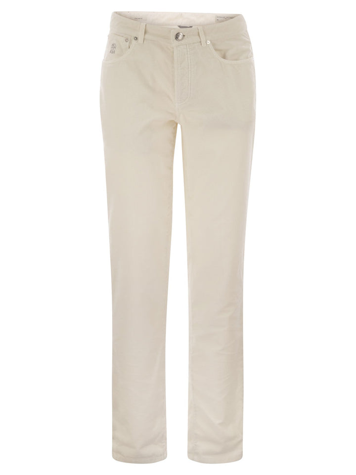 Brunello Cucinelli Men Five-Pocket Italian Fit Trousers In Garment Dyed Cotton Corduroy