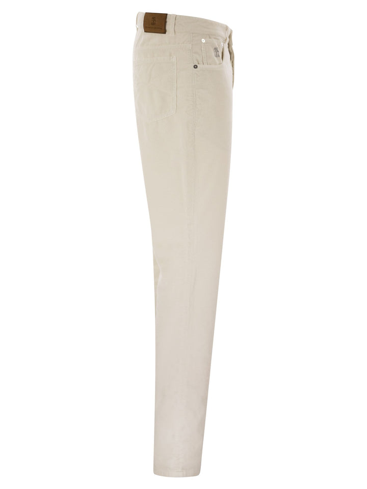 Brunello Cucinelli Men Five-Pocket Italian Fit Trousers In Garment Dyed Cotton Corduroy