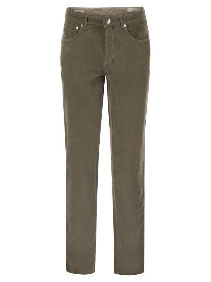 Brunello Cucinelli Men Five-Pocket Italian Fit Trousers In Garment Dyed Cotton Corduroy
