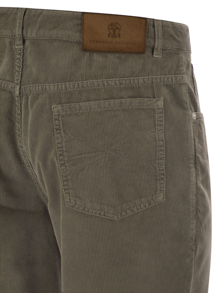 Brunello Cucinelli Men Five-Pocket Italian Fit Trousers In Garment Dyed Cotton Corduroy