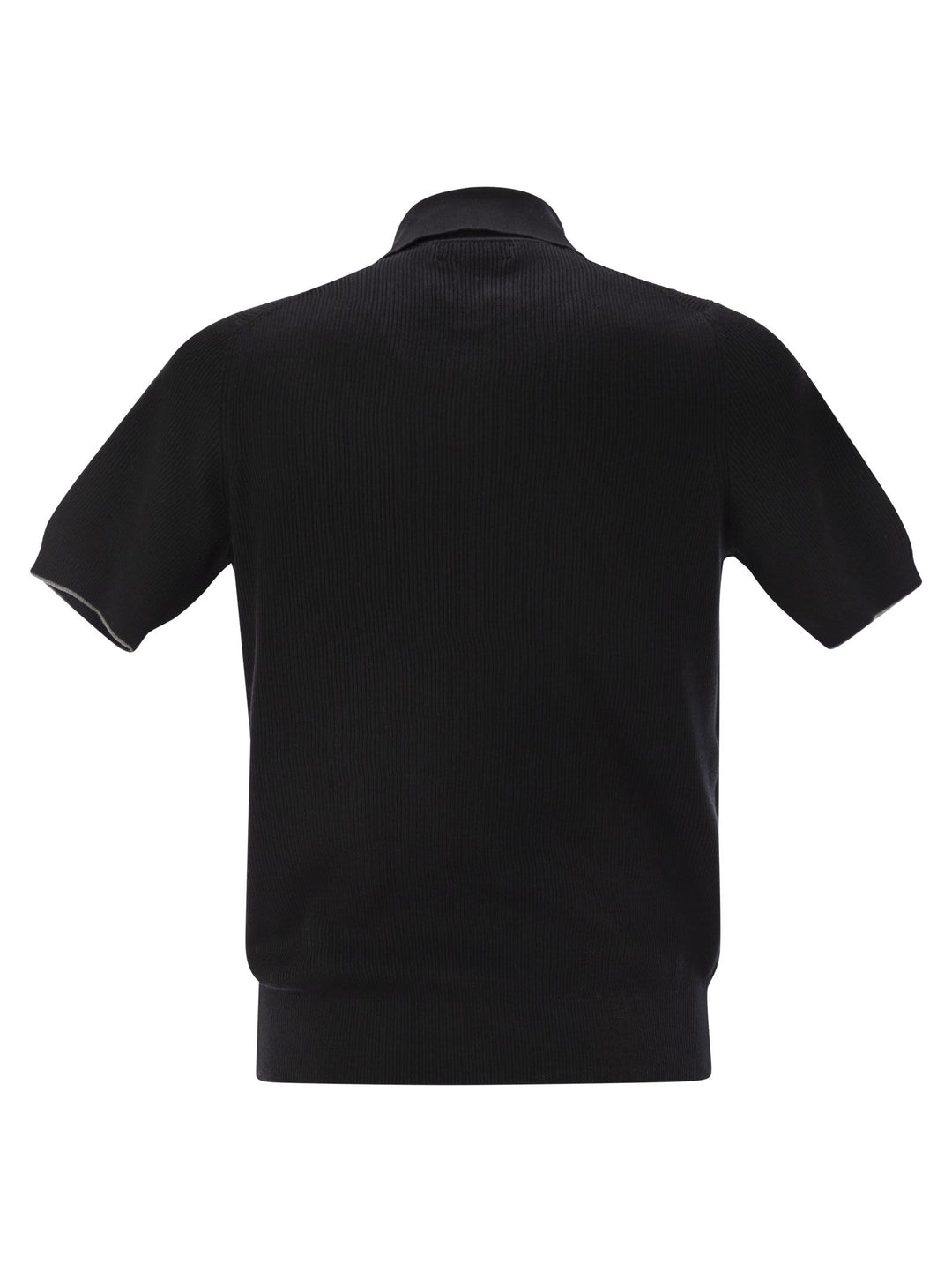 Brunello Cucinelli Men Ribbed Cotton Polo-Style Jersey