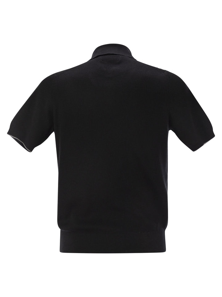 Brunello Cucinelli Men Ribbed Cotton Polo-Style Jersey
