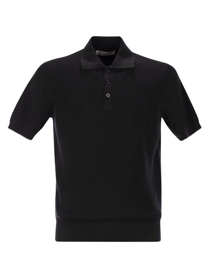 Brunello Cucinelli Men Ribbed Cotton Polo-Style Jersey