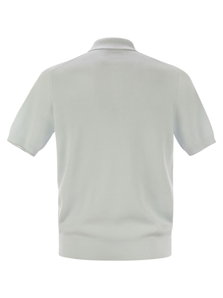 Brunello Cucinelli Men Ribbed Cotton Polo-Style Jersey