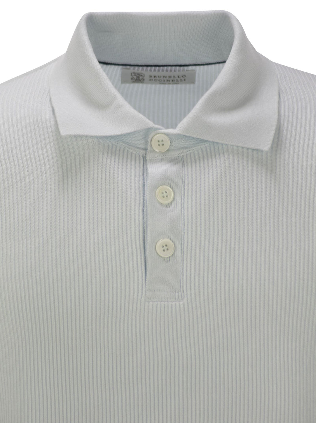 Brunello Cucinelli Men Ribbed Cotton Polo-Style Jersey