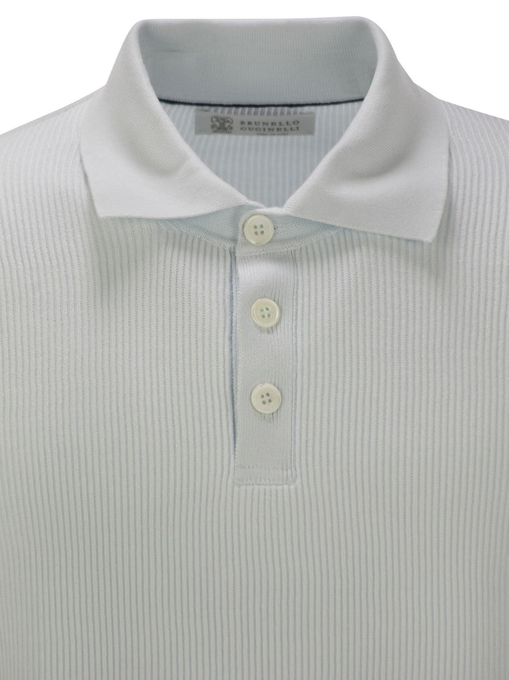 Brunello Cucinelli Men Ribbed Cotton Polo-Style Jersey