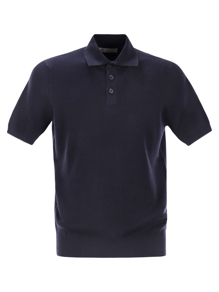 Brunello Cucinelli Men Ribbed Cotton Polo-Style Jersey