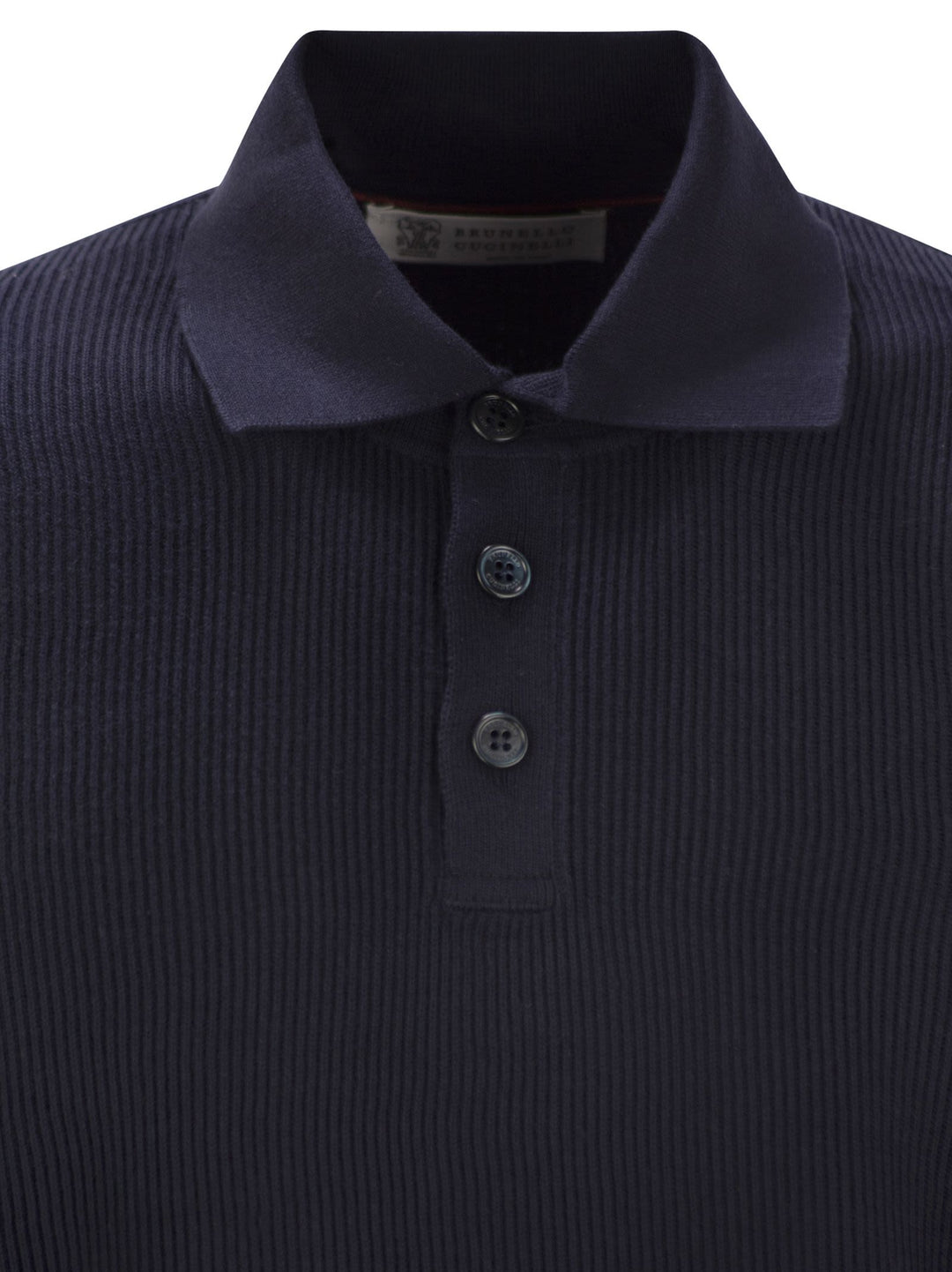 Brunello Cucinelli Men Ribbed Cotton Polo-Style Jersey