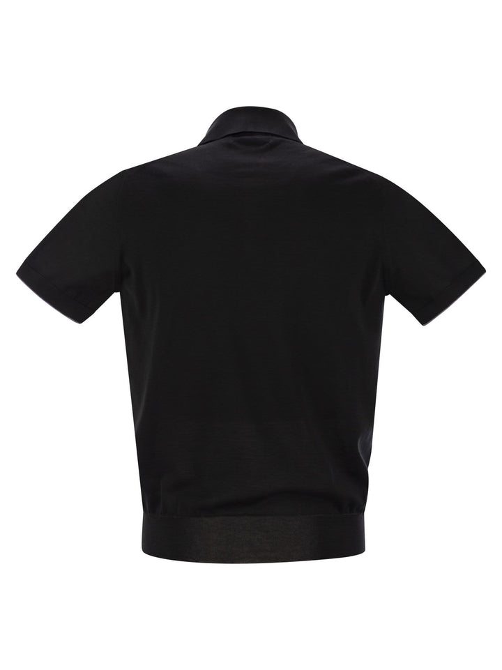 Brunello Cucinelli Men Lightweight Cotton Knit Polo Shirt