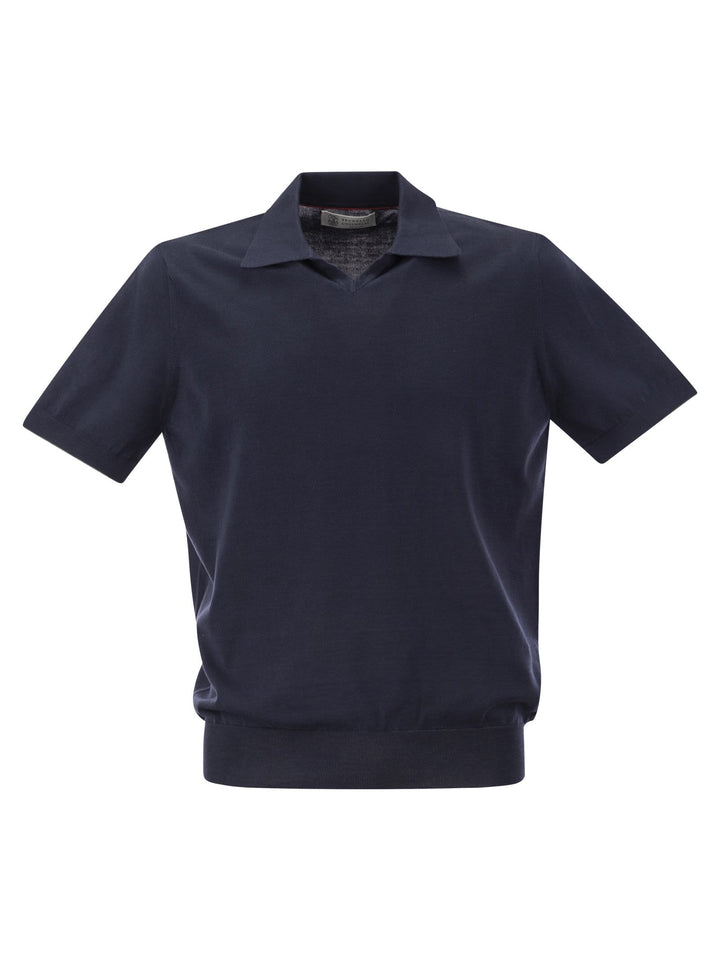 Brunello Cucinelli Men Cotton Polo Style Sweater