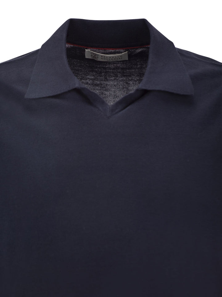 Brunello Cucinelli Men Cotton Polo Style Sweater