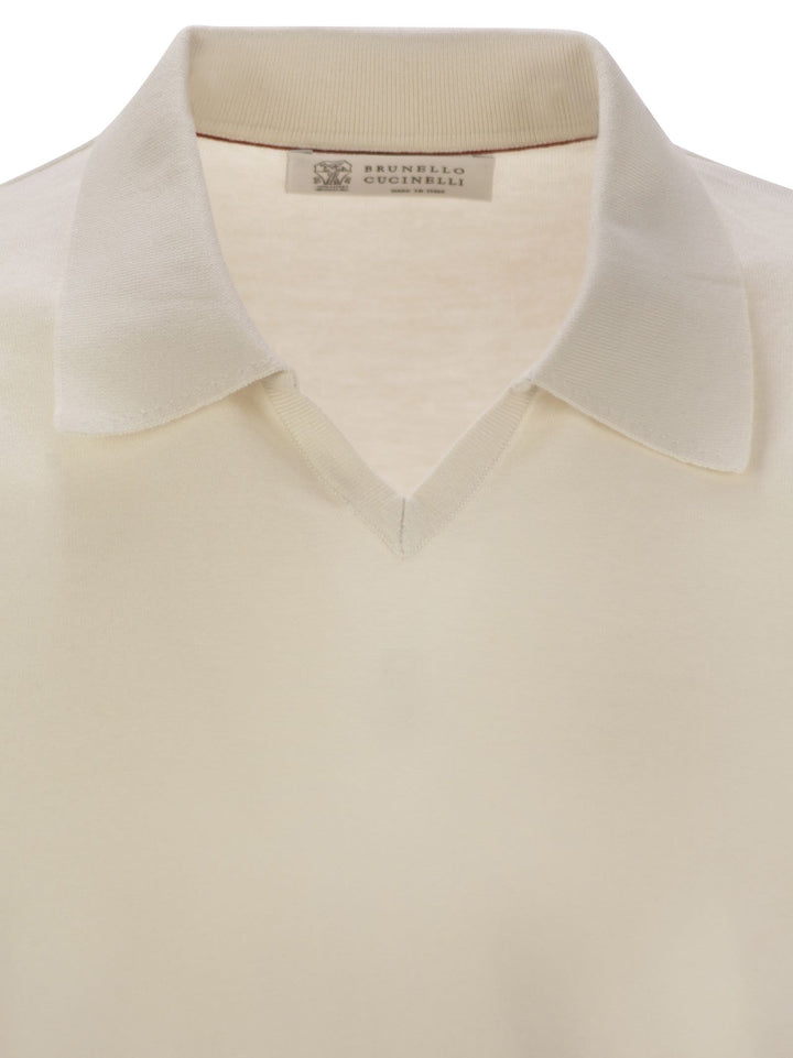 Brunello Cucinelli Men Cotton Polo Style Sweater