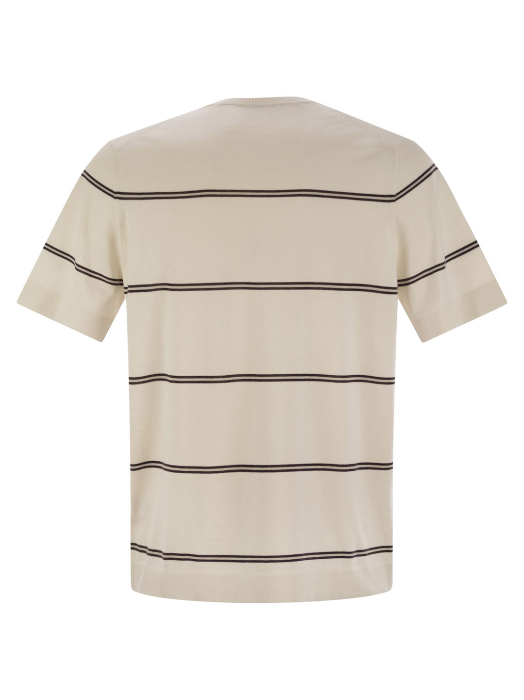 Brunello Cucinelli Men Lightweight Striped Cotton Knit T-Shirt