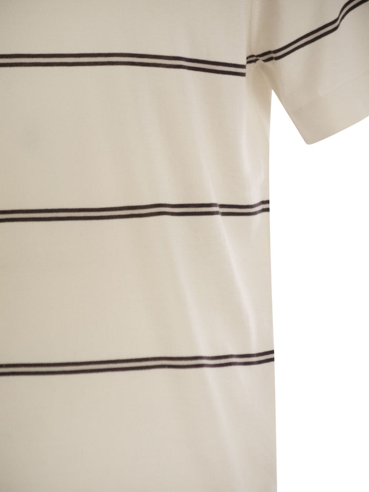 Brunello Cucinelli Men Lightweight Striped Cotton Knit T-Shirt