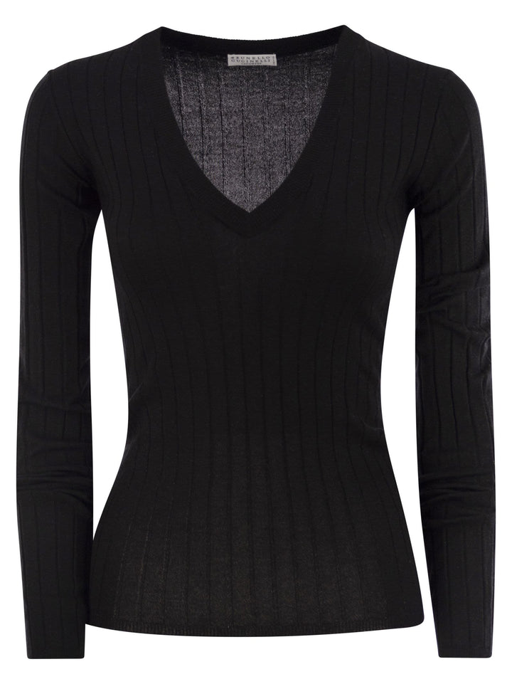 Brunello Cucinelli Women Lightweight Cashmere And Silk Broad Rib Sweater