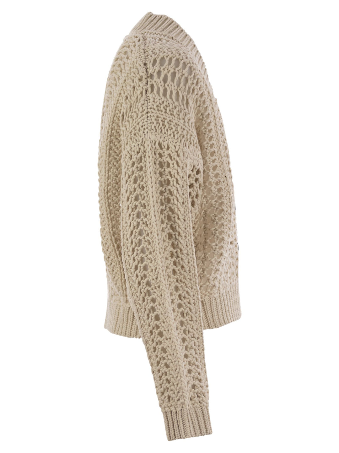 Brunello Cucinelli Women Ribbed Cotton Net Cardigan