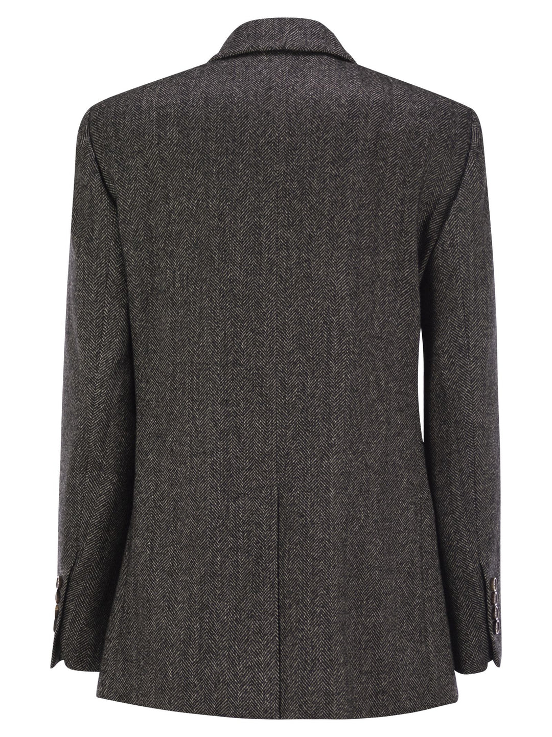 Brunello Cucinelli Women Techno Wool Carded Chevron Jacket With Monile