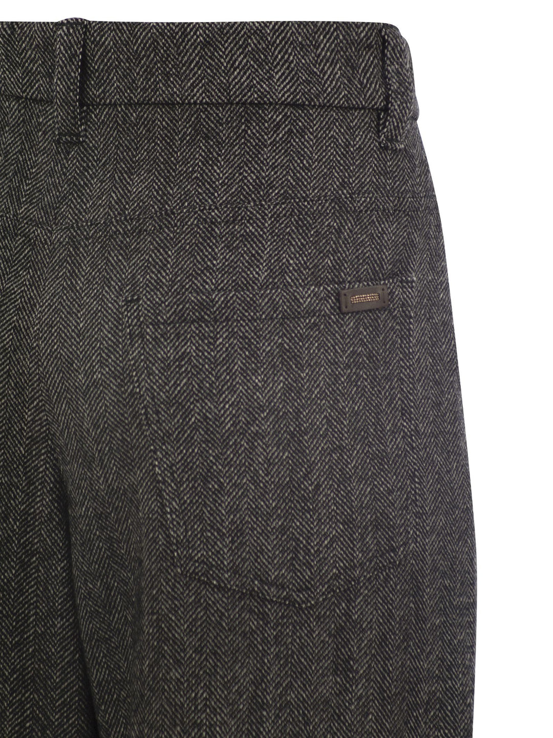 Brunello Cucinelli Women Loose Sartorial Chevron Carded Techno Wool Trousers