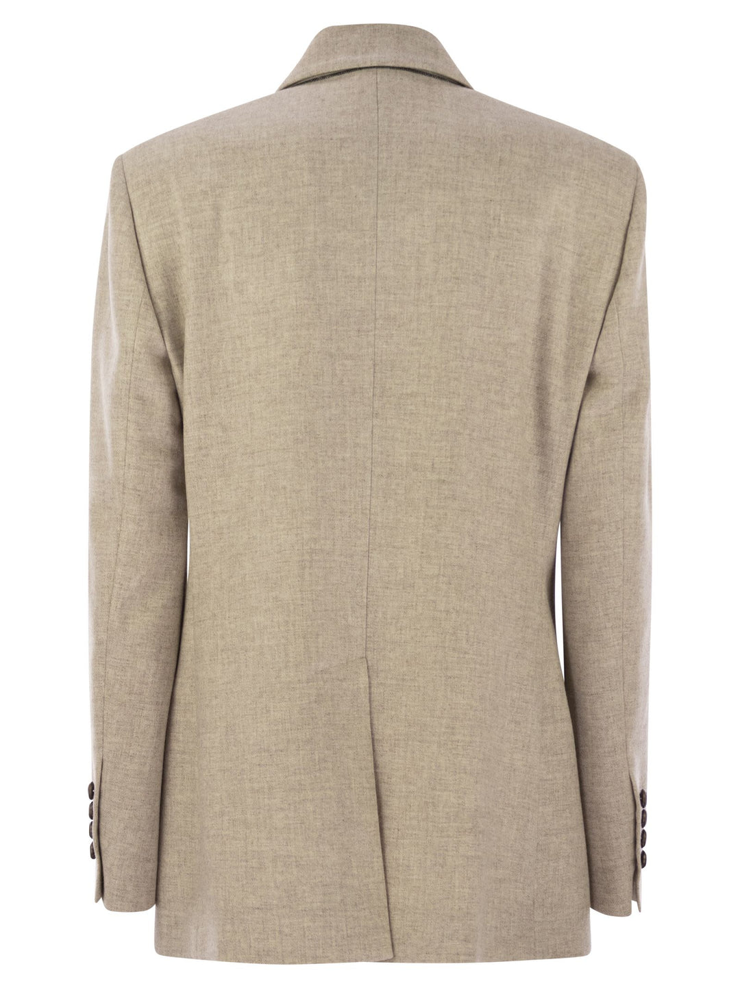 Brunello Cucinelli Women Virgin Wool And Cashmere Twill Flannel Jacket With Monili