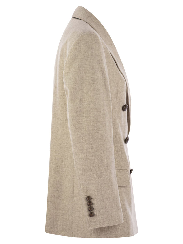 Brunello Cucinelli Women Virgin Wool And Cashmere Twill Flannel Jacket With Monili