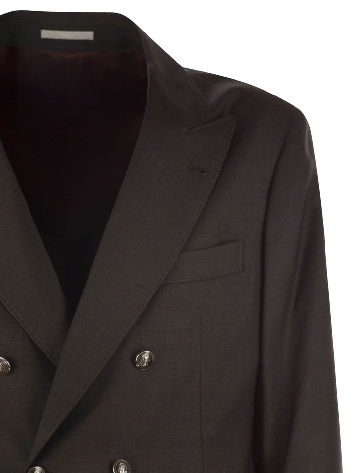 Brunello Cucinelli Men Set With Chest And Half Jacket And Leisure-Fit Trousers With Pleats