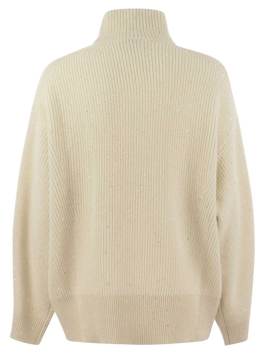 Brunello Cucinelli Women Wool And Cashmere Rib Sweater With Sequins