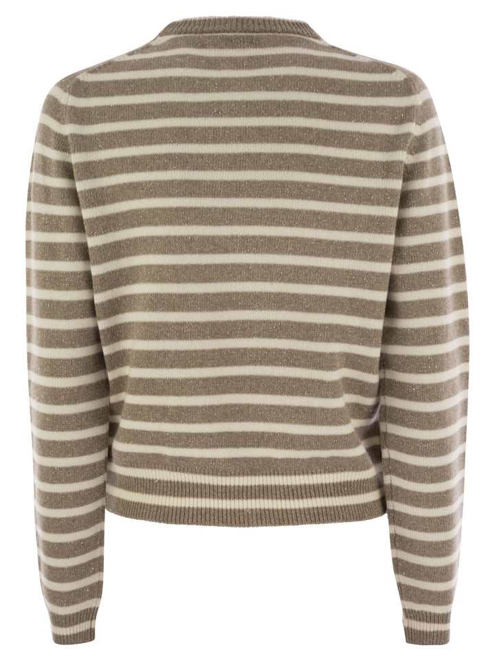 Brunello Cucinelli Women Sparkling & Dazzling Striped Cashmere And Wool Sweater
