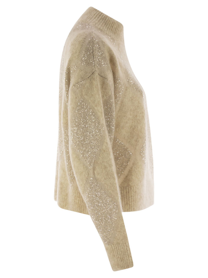Brunello Cucinelli Women Dazzling Argyle Sweater In Wool And Mohair