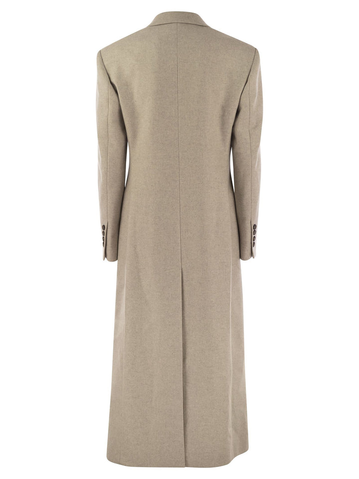 Brunello Cucinelli Women Lightweight Wool Cloth Coat With Jewellery